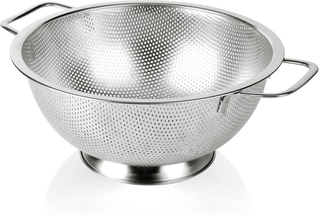 Colander Stainless Steel 5-Quart, Strainer for Kitchen Food, Dishwasher Safe