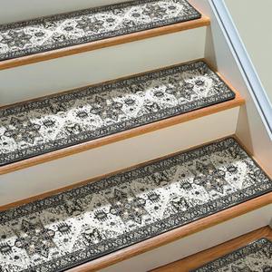 Boho Stair Treads Non Slip - Carpet Stair Treads for Wooden Steps Indoor, Stair Rugs for Kids, Elders and Dog, Stair Runners for Wooden Steps, 7pc  ; 9.5 x 7.5 x 0.7 inches