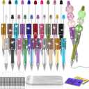 Marspark 80pcs Glitter Beadable Pen DIY Kits 20 Sets Fancy Diamond Bead Plastic Rhinestone Bling Pen Bulk with Refills & Bags Fun Bling Ballpoint for DIY Craft Making Gift, School Office Item
