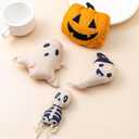4-Pack Halloween Cat Toy Catnip Plush Toys Set - Pumpkin, Ghost, and Skeleton Design, Soft and Durable Cat Toys for Halloween Fun, Perfect for Indoor Play and Exercise