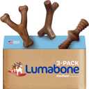 Lumabone Real Bacon Medium 3-Pack Durable Dog Chew Toys for Aggressive Chewers, Made in USA  Wishbone, Zaggler, Stick