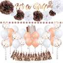 EpiqueOne 52-Piece “It’s A Girl” Baby Shower Party Decor Kit | Includes a Banner, Tissue Paper Pom Poms, Rose Gold Balloons & More | Easy to Assemble | For Gender Reveal & Baby Shower Decorations