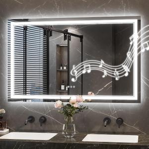 Keonjinn 48" x 30" Lighted Mirrors for Bathroom Wall, Frontlit & Backlit