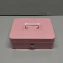 xydled Locking Steel Large Cash Box with Removable Coin Tray and Key Lock,9.84"x 7.87"x 3.54",Pink