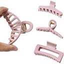 Mesovor 3 Styles Matte Silicone Flexible Hair Claw Clips, 3 Pack Soft Bendable Hair Clips for Women | Cozy Neutral Hairclips for Thin and Thick (Nude Pink)