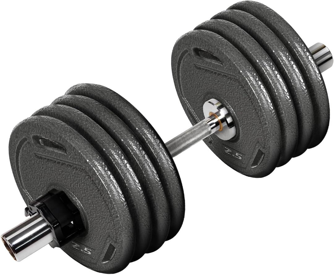 Fitvids Olympic Dumbbells Set & Dumbbells Bar, Loadable for 2-inch weight plates, Adjustable Weight for Strength Training and Fitness Exercises