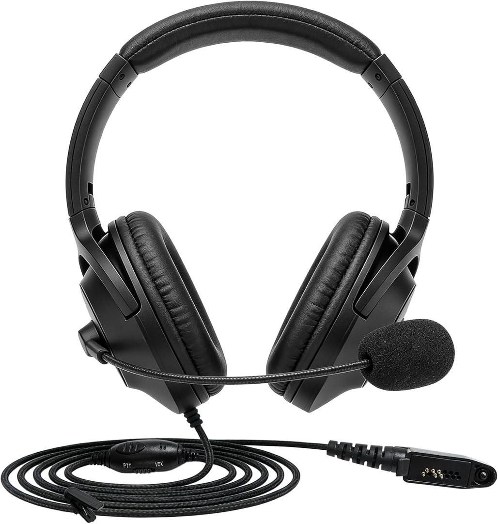 WODASEN Noise Cancelling Overhead Headset with Boom Mic PTT for Ailunce HD1 HD2 HA1G Retevis RT29 RT47 RT47V RT48 RT87 NR30 RB23 RB46 EX500 GP328plus Walkie Talkie