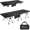MOON LENCE Height Adjustable Camping Cot - Supports 330 lbs, Portable Folding Bed with Leg Extenders for Camping, Hiking, Sleeping, 1 Pack, Black