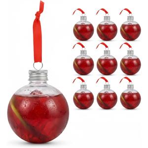 Christmas Drink Balls:10pcs 250ml 3.54X3.07X3.07in Xmas Fillable Juice Bottle Container Hanging Pendant Plastic Clear Ball Bulb for Tree Ornament Party Decoration