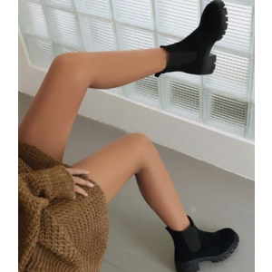 Women Faux Suede Round Toe Pull On Block Heel Ankle Boots Work Casual Prom Shoes No Brand, Black, Size 8 