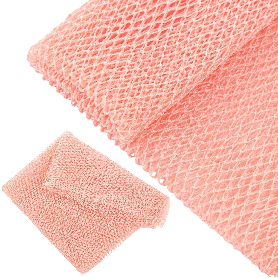 Geiserailie African Net Sponge Long Bathing Net Shower Body Scrubber Back Scrubber Skin Smoother Bathing Sponge for Daily Use or Stocking Stuffer (Light Pink)