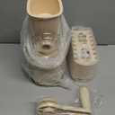 SUSTEAS Rotary Cheese Grater with Handle - Vegetable Shredder with 5 Well-designed Blades & Strong Suction Base,Round Mandoline Slicer & Food Chopper for Kitchen,with Blade Storage Box(Beige)