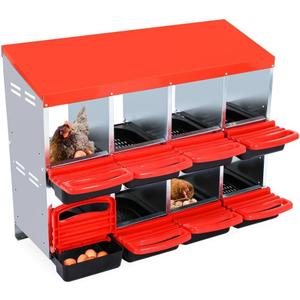 Chicken Nesting Box, 8 Hole 2 Layer Hen Nest Boxes, Nesting Boxes for Chickens, Roll Away Eggs Laying Boxes,Cleanable Pull Out Hen Roosting Boxes (Red)