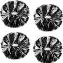 4Pcs Metallic Cheerleading Pom Poms, Creatiee 2 Pair Cheerleader Cheering Squad Pompoms for School Sports Dance Games Team Spirit Cheer (Black-Silver)
