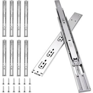 18 inch Drawer Slides 4 Pairs (8pcs) Soft Self Close Full Extension Ball Bearing Drawer Rails Side Mount Metal Dresser Runners for File Cabinet Trash Can Kitchen Wardrobe Glides 18" 100 LB Capacity