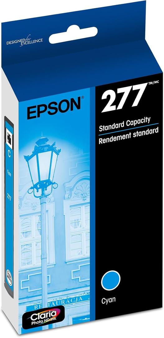 Epson 277 Claria Photo HD Ink Standard Capacity Cyan Cartridge (T277220-S) Works with Expression XP-850, 860, 950, 960, 970 (1 Count (Pack of 1))