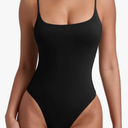 REORIA Women Sexy Cami Square Neck Thong Bodysuit Backless Spaghetti Strap Tank Top Size:S