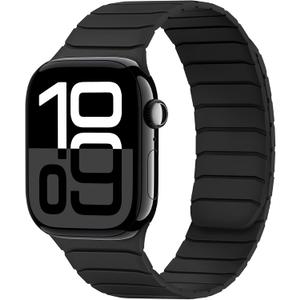 Tasikar Magnetic Bands Compatible with Apple Watch 42mm(Series 11/Series 10) 41mm 40mm 38mm Soft Silicone Replacement Loop Wristband for iWatch SE Series 11 10 9 8 7 6 5 4 3, Black