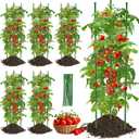 Tomato Cage for Garden,6 Pack Tomato Trellis for Raised Garden Bed Height Adjustable Up to 51.2inch Tomato Plant Support Stakes for Climbing Plants Vegetables Fruits FlowersExtra Bold