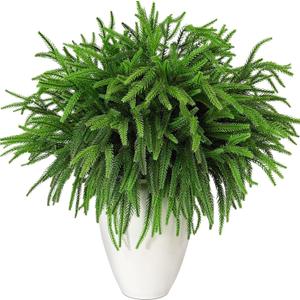 Consevisen Norfolk Pine Stems, 24 Inch Realistic Touch Artificial Pine Branches, 9-Branch Full Faux Christmas Greenery Picks for Vases Cedar Wreaths Garland Indoor Outdoor Christmas Decoration, 6Pcs
