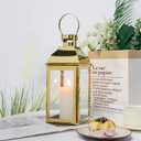 JHY DESIGN 15" H Stainless Steel Decorative Candle Lanterns with Tempered Glass Vintage Elegance for Indoor Outdoor Events Parties and Weddings(Gold)