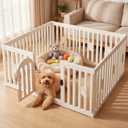 Dog Playpen Indoor with Door, 12-Panel 25.6" Tall Dog Play Pen, Easy-Assembly Plastic Puppy Playpen Fence for Dogs, Pet Playpen for Puppies, Cats & Rabbits, Secure Indoor Dog Pen, Corral para Perros