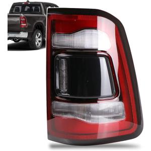 LED Tail Light Black Cover with Blind Spot Compatible With 2019-2023 Dodge Ram 1500 Right Passenger Side Replace 68263397AE