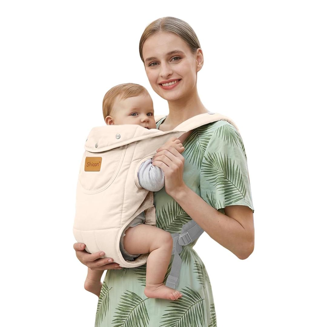 Baby Carrier Newborn to Toddler(7-30lbs), Toddler Carrier Baby Holder Carrier with Adjustable Shoulder Strap, Chest Carriers, Beige