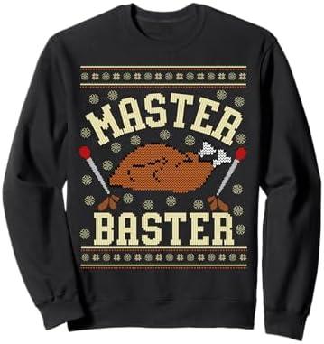 Master Baster Ugly Thanksgiving Sweater Dirty Inappropriate Sweatshirt, Large