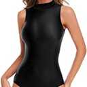 speerise Women Mock Neck Sleeveless Leotard Spandex Dance Bodysuit M