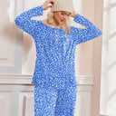 Ekouaer Pajamas for Women Set Long Sleeve Sleepwear Top & Pants Pjs Comfy 2 Piece Lounge Set with Pockets S-XXL (Blue, M)