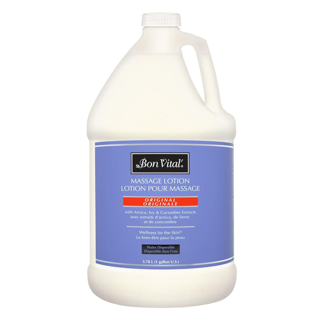 Bon Vital' Original Massage Lotion for a Versatile Massage Foundation to Relax Sore Muscles & Repair Dry Skin, Lightweight, Non-Greasy Formula to Moisturize and Repair Dry Skin, 1 Gal 