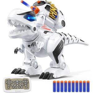 Ruko 8809 Remote Control Robot Dinosaur Toys for Kids, Large Rechargeable Toys, STEM Programmable Interactive with Sound Effects, Birthday Gifts for Boys & Girls Age 3 4 5 6 7 8 (White)