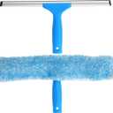 MR.SIGA Professional Window Cleaning Combo - Squeegee & Microfiber Window Scrubber, 14" (Blue)