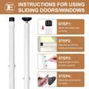 Sliding Glass Door Security Bar, Patio Door Barricade Security Bar, Apartment BarSliding Door Security Bar, Door Jammer, White, 1 Pack