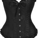 SZIVYSHI Corset Tops for Women, Bustier Shapewear Lingerie, Lace Waist Push Up Bodysuit (X-Small, Black Beauty)