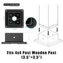 HILLMASTER 4x4 Post Base, 6 Pack Plastic Post Anchor Deck Post Base Support for Outdoor Wooden Fence,Mailbox,Pergola Brackets Fence Kit, Durable Black Bracket Base Cover with Black Powder-Coated