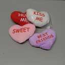 Hanaive 4 Pcs Valentines Day Plush Conversation Hearts 6 Inch Stuffed Valentines Day Toys Soft Cuddly Heart Shaped Plush Toys for Wedding Holiday Classroom Party Class Decor Boys Girls (Cute)