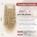 LONAI 4PC Clip in Hair Extensions, 100 Pure Protein Silk Curly Hair Extension for Women, 26 Inch Long Soft Natural Hair Extensions-Medium Blonde to Light Blonde