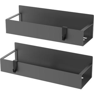 HuggieGems Metal 2 Pack Magnetic Spice Storage Rack Organizer for Refrigerator and Oven, Black Fridge Organizers and Storage