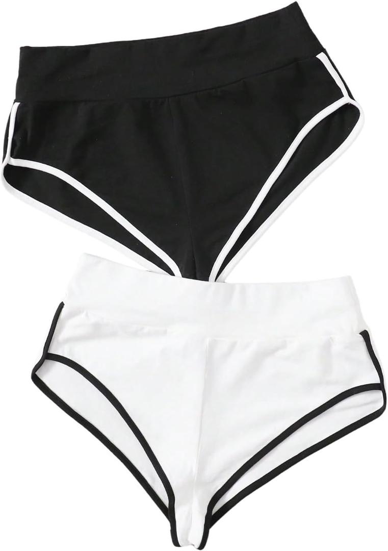 SweatyRocks Women's 2 Pack Workout Booty Shorts Mini Length Biker Athletic Hot Pants (M)