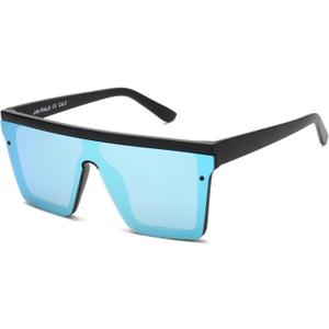 JIM HALO Flat Top Shield Sunglasses Square Mirror Rimless Glasses for Women Men