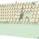 Camiysn Typewriter Style Mechanical Gaming Keyboard, Green Retro Punk Gaming Keyboard with White Backlit, 104 Keys Blue Switch Wired Cute Keyboards, Round Keycaps for Windows/Mac/PC