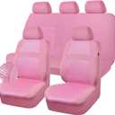 CAR PASS Pink Car Seat Cover Full Sets, Air Breath in Summer Mesh Seat Cover 5mm Sponge Airbag Composite, Cute for Women Girly, Universal Fit SUV, Vans, sedans,Trucks, Automotive Interior All Pink