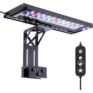 SEAOURA Clip On Aquarium Light for Plants-24/7 Cycle Fish Tank Light with Timer, Full Spectrum+7 Colors Mode, Auto On/Off, Adjustable Brightness and Height, 20W (12inch for 12-20 inch Tank)