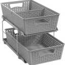 Simple Houseware 2 Tier Bathroom Organizer Tray Pull-Out Sliding Drawer, Under Sink Storage, Gray