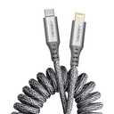 Ventev USB C to Apple Lightning High-Speed Helix Travel Cable for iPhone 1-14, AirPods, iPads and More devicess (Heather Gray)