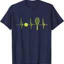 Tennis Heartbeat EKG Pulse Racket Sport Tennis Lover T-Shirt L
