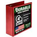 Samsill Durable 4 Inch Binder, Locking D Ring Binder, Customizable Clear View Cover, Red, Single, Holds 775 Pages