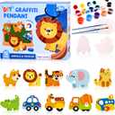 Magnetic Mini Tile Art-DIY Craft Kits for Kids,Fridge magnet painting kit for kids Ages 4-8,Soft Leather Fridge Magnets Craft Paint Set Animals & Vehicles,Party Favors for Kids 8-12